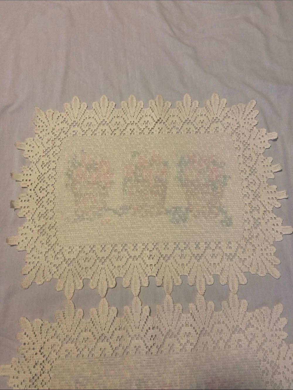 Set of 4 Floral Crochet Edge Placemats - Pink Rose Pots
